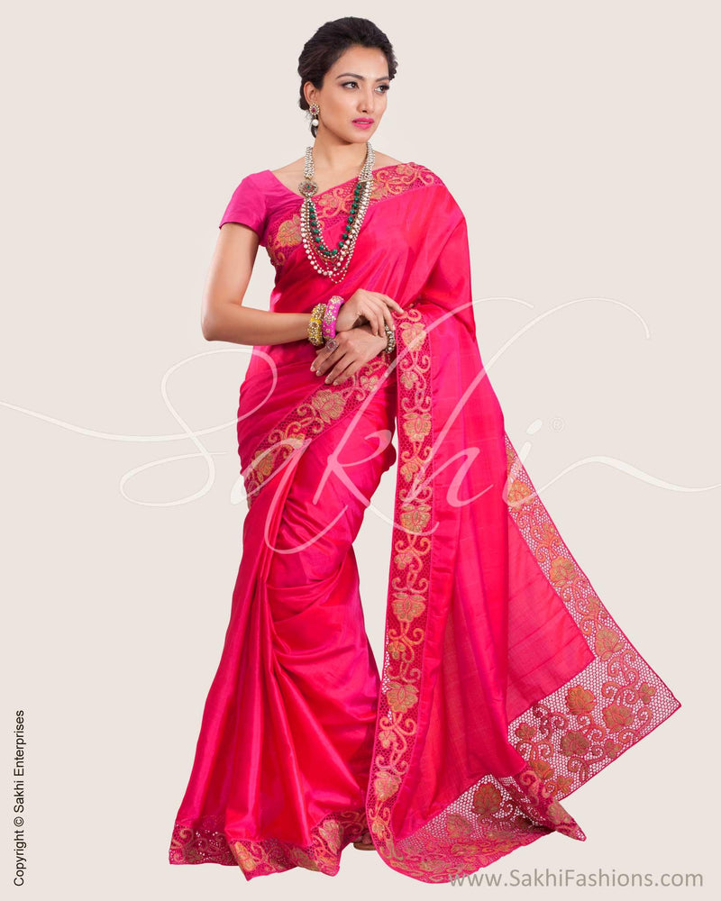 SR-0611 - Pink & gold pure Kanchivaram silk saree