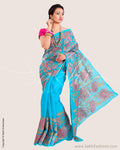 SR-0612 - Blue & Multi Pure Organza Silk Saree