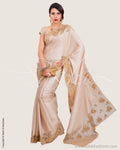 SR-0618 - Beige & Blue Pure Tussar Silk Saree
