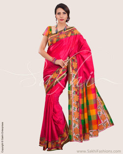 SR-0621 - Pink & Multi Pure Silk Saree