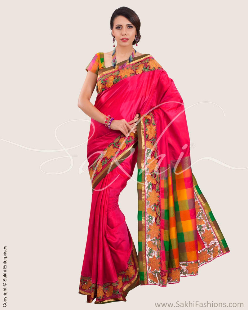 SR-0621 - Pink & Multi Pure Silk Saree