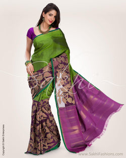 SR-0635 - Green & Purple Pure Kanchivaram Silk Saree