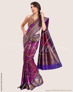 SR-0636 - Purple & Blue Pure Banarsi Silk Saree