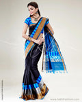 SR-0637 - Black & Blue Pure Uppada Silk Saree