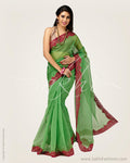 SR-0651 - Green & Pink Supernet Saree