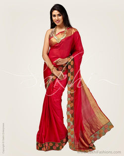 SR-0653 - Pink & gold pure Silk saree