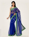 SR-0661 - Blue & Green Supernet Saree