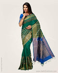 SR-0662 - Green & Blue Pure Dupion Silk Saree