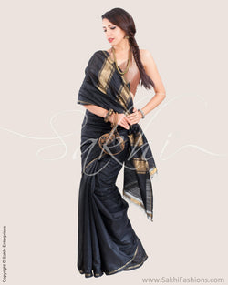 SR-0678 Black Raw Silk Sari