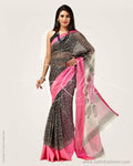 SR-0684 - Black & Pink Pure Silk Kota Saree