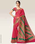 SR-0699 - Pink & Green Blended Tussar  Saree