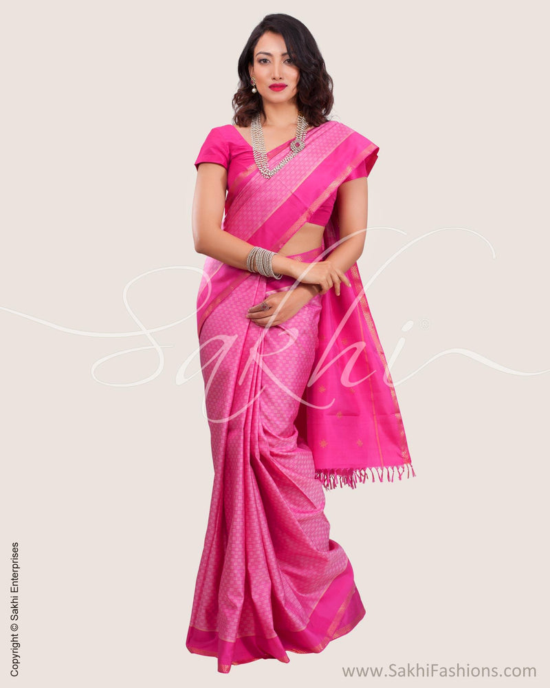 SR-0700 - Pink & silver pure Kanchivaram silk saree