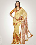 SR-0742 - Beige & Multi Faux Georgette Saree