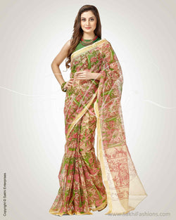 SR-0743 - Beige & Multi Pure Kota Cotton Saree