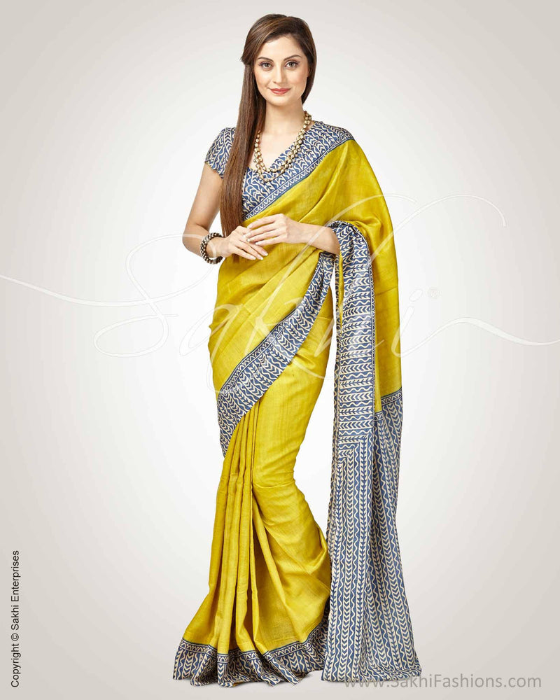 SR-0749 Yellow Tussar Saree