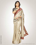 SR-0750 - Beige & black pure Tussar silk saree