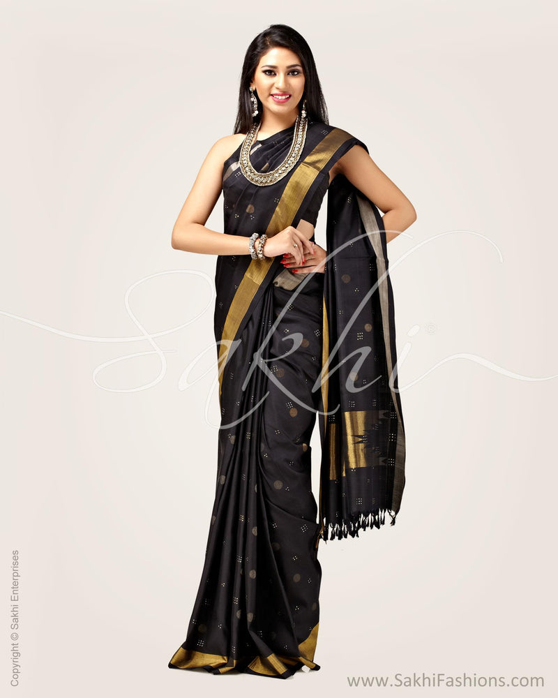 SR-0752 - Black & gold pure Kanchivaram silk saree