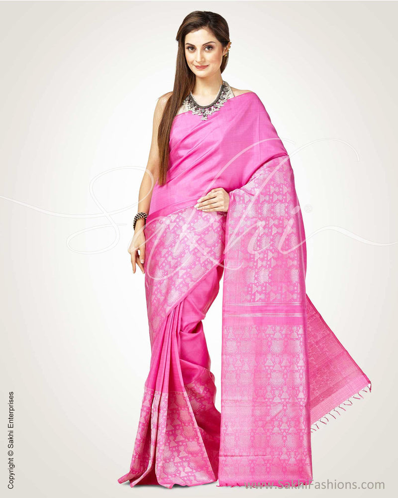 SR-0762 Pink Silver Kanchi saree