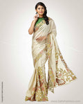 SR-0767 - Cream & multi pure Tussar silk saree