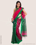 SR-0790 - Pink & Green Faux silk Saree