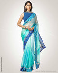 SR-0795 - Blue & silver pure Silk Kota saree