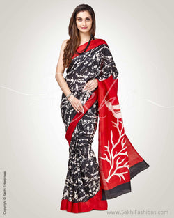 SR-0799 - Black & Red Pure Silk Saree