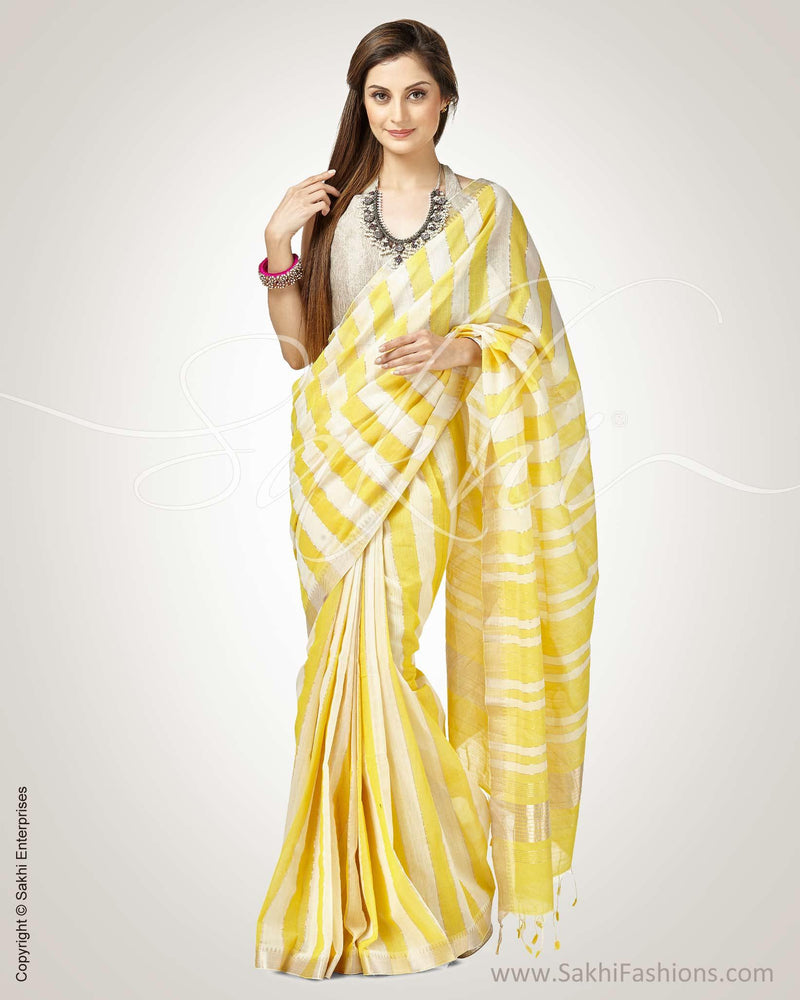 SR-0804 Yellow Cotton Saree