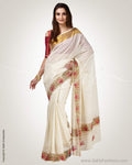 SR-0810 Cream CutWork sari