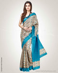 SR-0811 - Blue & black pure Tussar silk saree