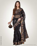 SR-0817 - Black & multi pure Organza silk saree