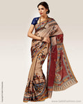 SR-0819 - Beige & multi pure Tussar silk saree
