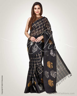 SR-0827 - Black & Gold Pure Upada Silk Saree