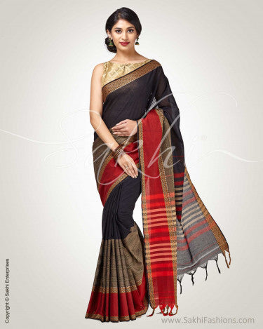SR-0837 Black Cotton Saree
