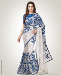 SR-0840 Silver Indigo Tissue Kota sari