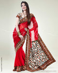 SR-0841 - Red & Multi Pure Chiffon Silk Saree