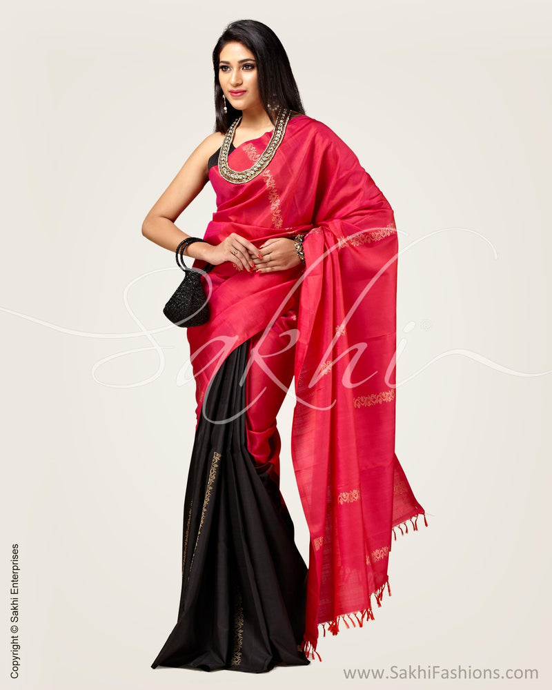 SR-0845 PinkBlack Kanchi sari