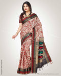 SR-0850 - Maroon & Multi Cotton Silk  Saree