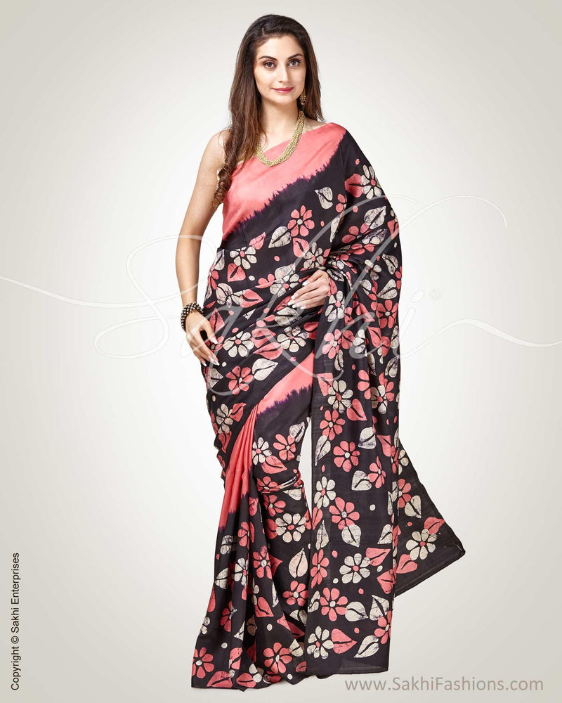 SR-0855 - Black & Pink Pure Silk Saree
