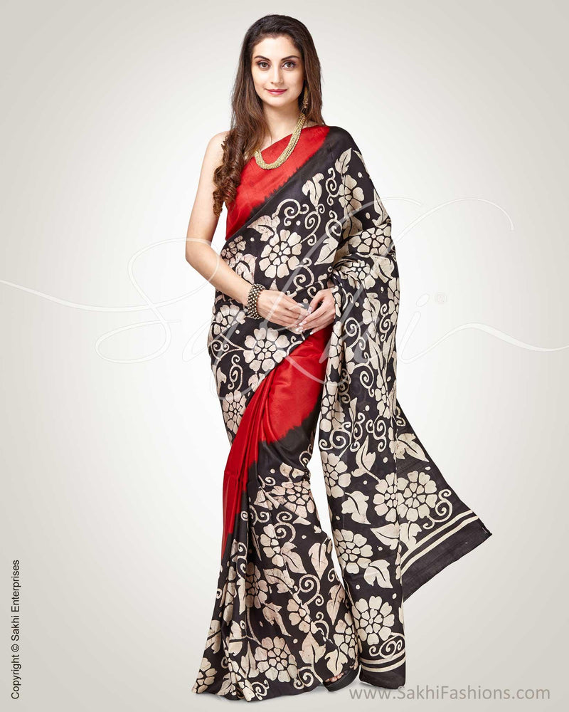 SR-0856 - Black & red pure Silk saree