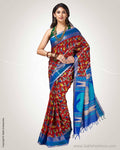 SR-0861 - Maroon & Blue Pure Silk Saree