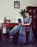 SR-0873M - Grey &  Pure Tussar Saree