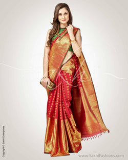 SR-0874 - Maroon & gold pure Kanchivaram silk saree