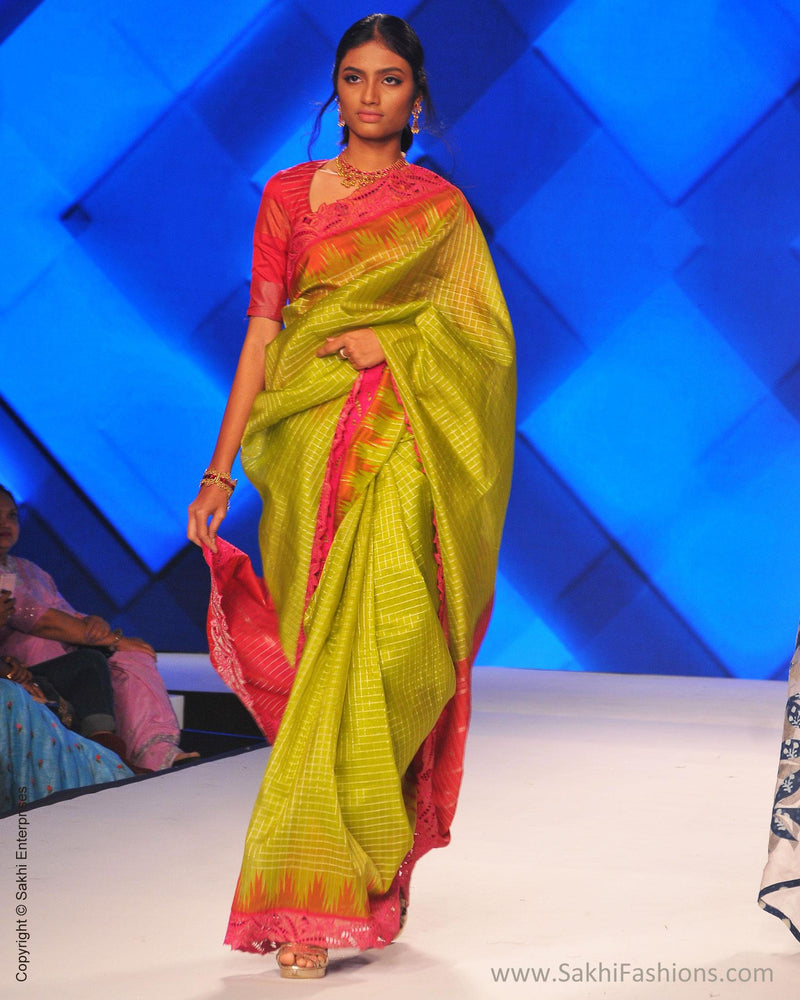SR-0881M - Green pure kora Kanchivaram silk saree