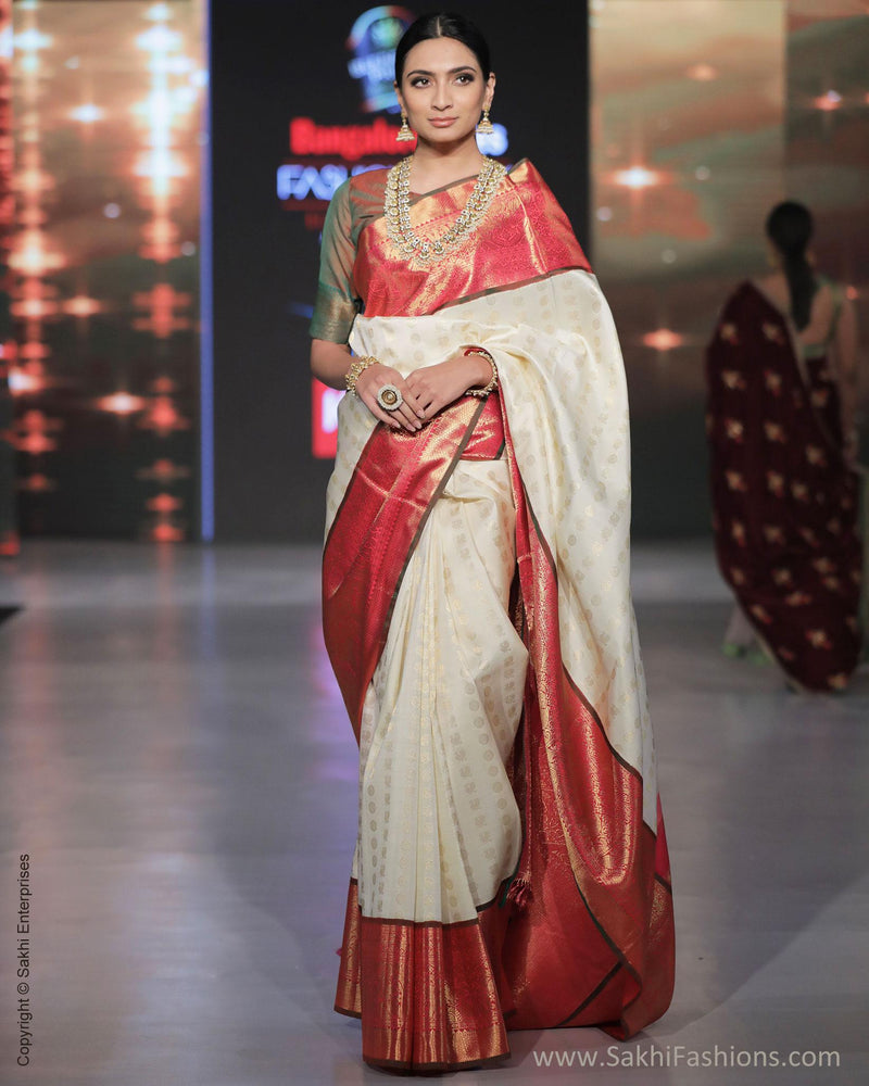 SR-0885M Cream Kanchi sari