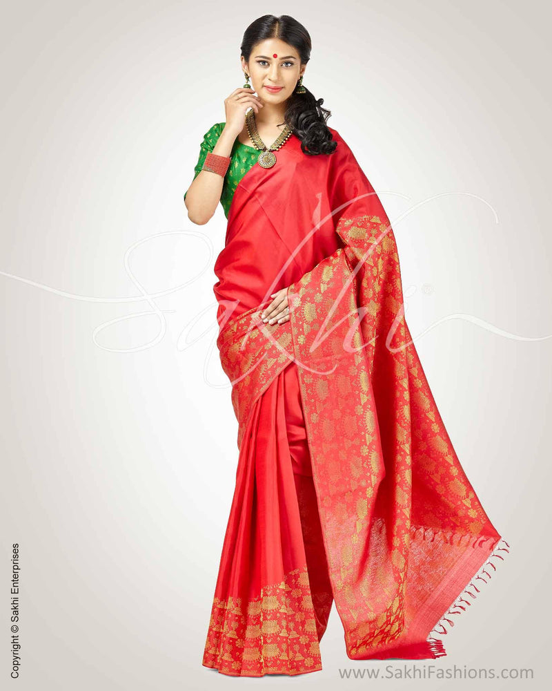 SR-0889 -Red & green pure Kanchivaram silk saree