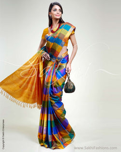 SR-0322 Yellow & Multi Colour Silk Saree