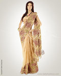 SRN-13545 - Beige & Multi Pure Organza Silk Saree