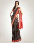 SRN-23568 - Black & Red Pure Tussar Silk Saree