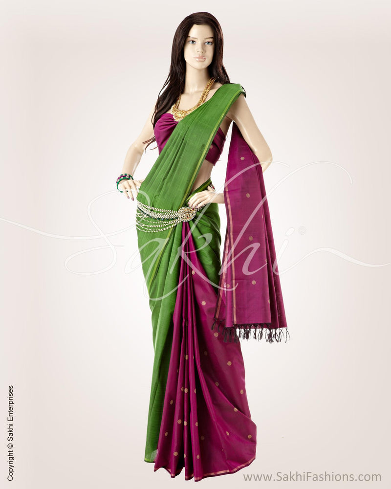 SRN-37827 - Green & Purple Pure Kanchivaram Silk Saree