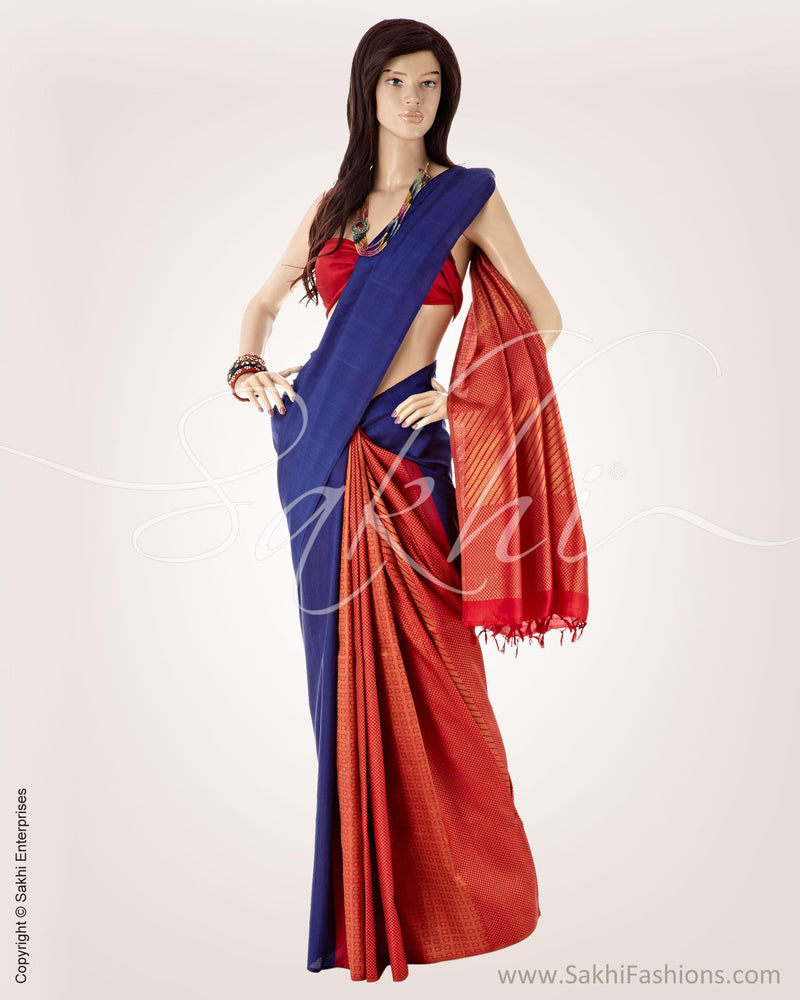 SRN-39303 - Blue & Maroon Pure Kanchivaram Silk Saree